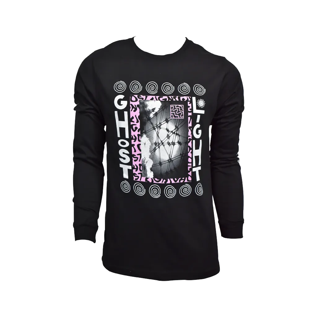 Black Long Sleeve Tees With Pink And White Design