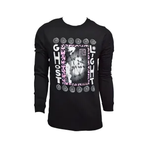 Black Long Sleeve Tees With Pink And White Design