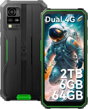 Blackview BV4800 Rugged Phone, Rugged Smartphone Unlocked, 6GB 64GB/SD 2TB Smart Phone Android, 6.56" HD  Display, 5180mAh, IP69K Waterproof Phone, Dual 4G T-Mobile ATT, Face ID, Glove Mode, NFC