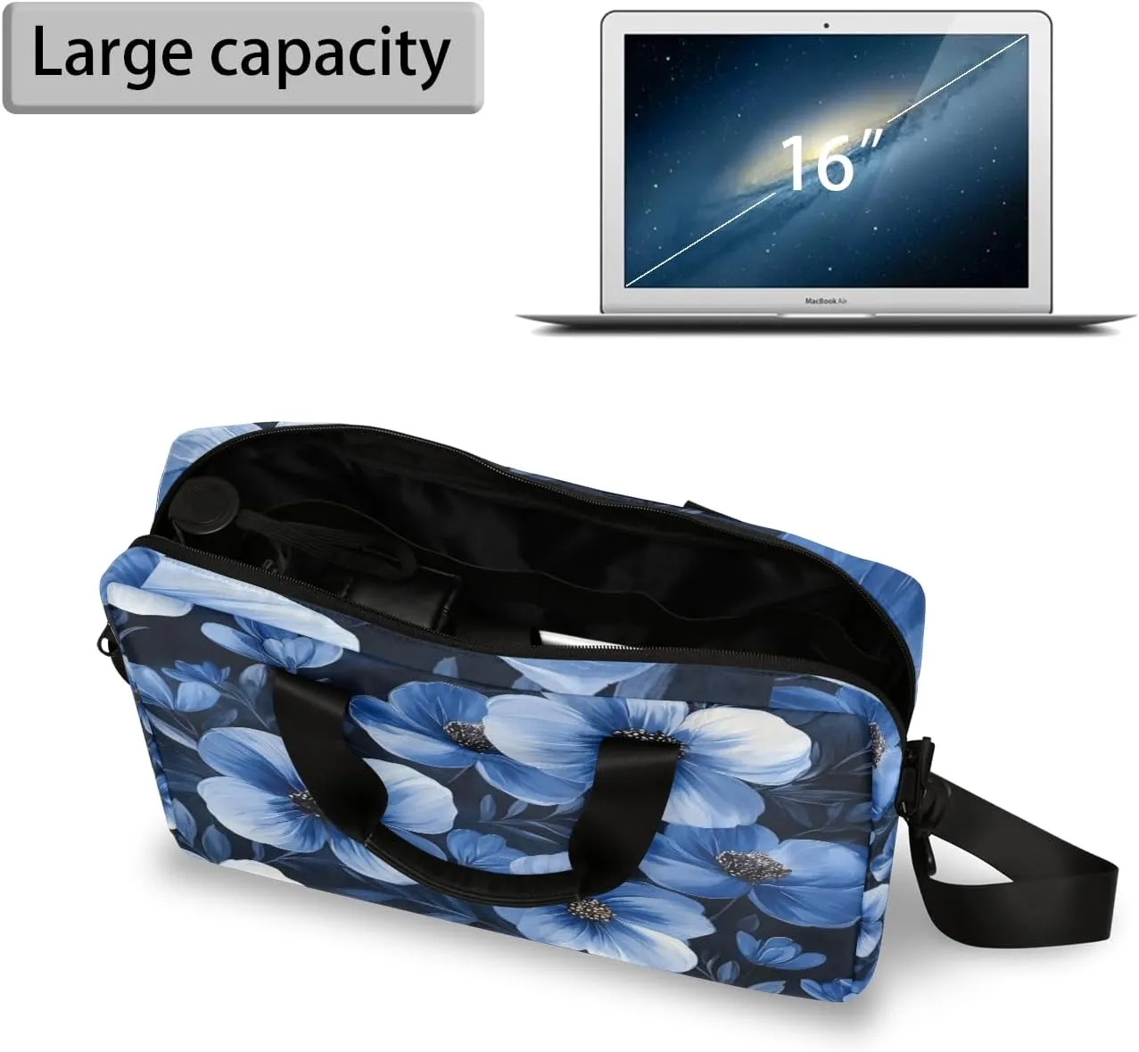 Blue Laptop Bag for 14 15 15.6 Inch, Waterproof Laptop Sleeve Case Computer Cover Carrying Bag Travel Work Briefcase Shoulder Bags