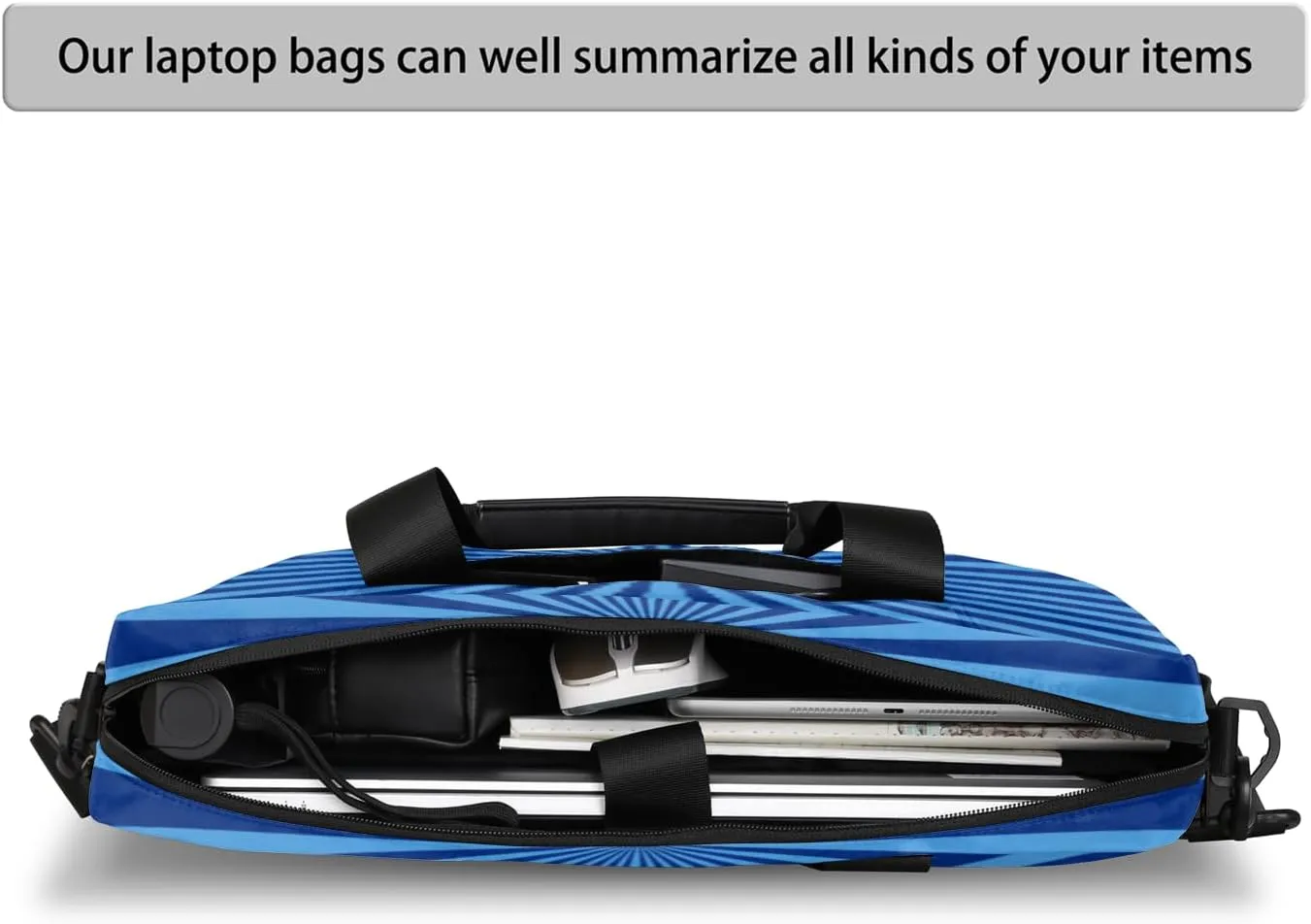 Blue Striped Laptop Sleeve Case 14 15 15.6 inch, Blue Striped Laptop Briefcase Shoulder Bag Waterproof Travel Computer Cover Carrying Bags
