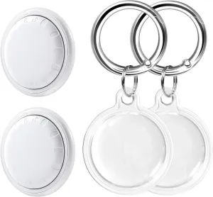 Bluetooth Tracker 2 Pack, Air Tag Alternatives Works with Apple Find My (iOS Only) Come with 2 PCS Waterproof Holders, Key Finder for Key, Handbag, Luggage, Over 1 Year Battery Life