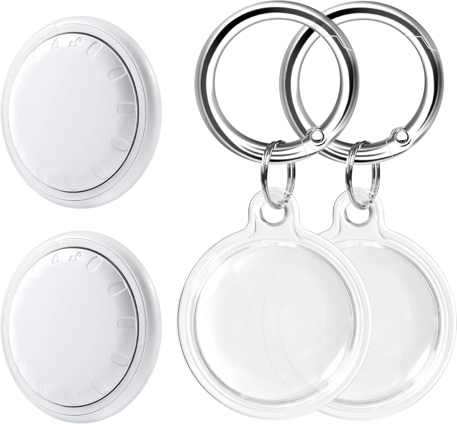 Bluetooth Tracker 2 Pack, Air Tag Alternatives Works with Apple Find My (iOS Only) Come with 2 PCS Waterproof Holders, Key Finder for Key, Handbag, Luggage, Over 1 Year Battery Life