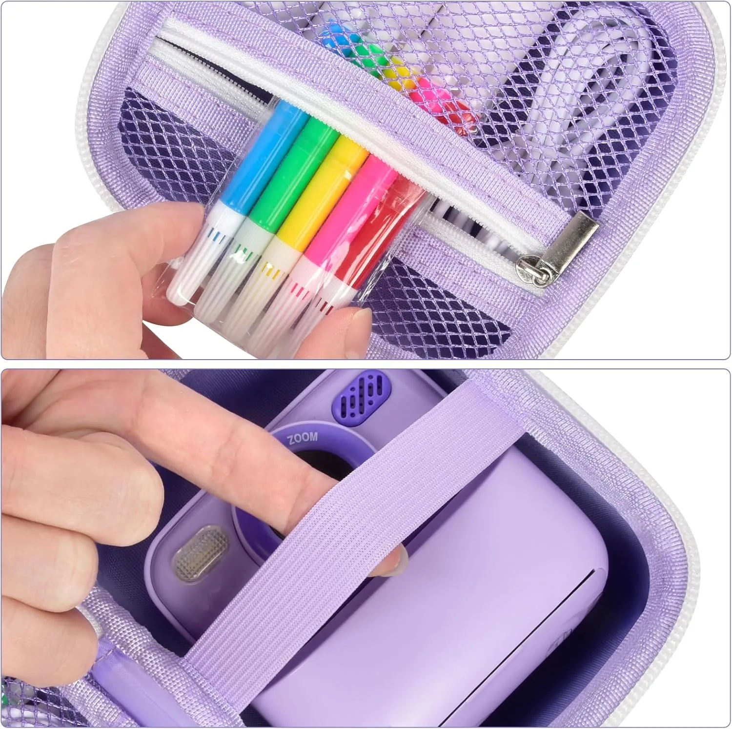 Boobowl Case for DUDUDRAGON/for Masterbee/for Cimizi Instant Camera, Kids Digital Cameras Storage as Christmas and Birthday Present for Print Papers, Colour Pen and Accessories (Bag Only)-Purple