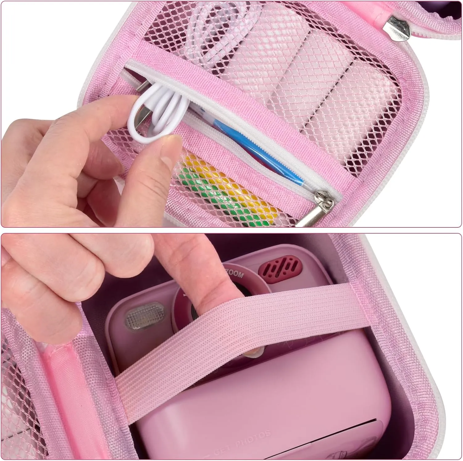 Boobowl Case for DUDUDRAGON/for Masterbee/for Cimizi Instant Print Camera, Kids Digital Cameras Storage as Christmas and Birthday Present for Print Papers, Colour Pen and Accessories (Bag Only)-Pink