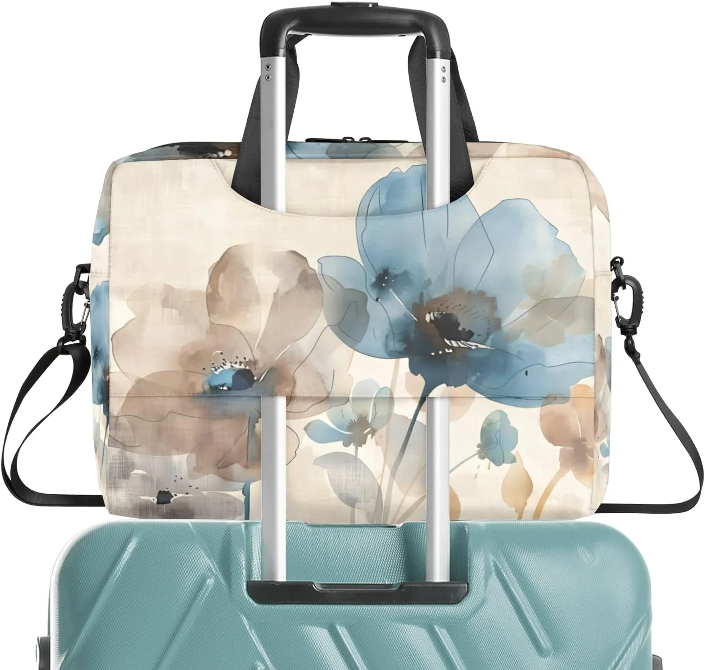 Brown Poppy Floral Laptop Sleeve Case 14 15 15.6 inch, Brown Poppy Floral Laptop Briefcase Shoulder Bag Waterproof Travel Computer Cover Carrying Bags