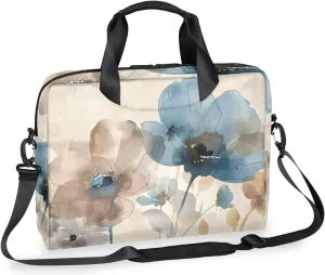 Brown Poppy Floral Laptop Sleeve Case 14 15 15.6 inch, Brown Poppy Floral Laptop Briefcase Shoulder Bag Waterproof Travel Computer Cover Carrying Bags