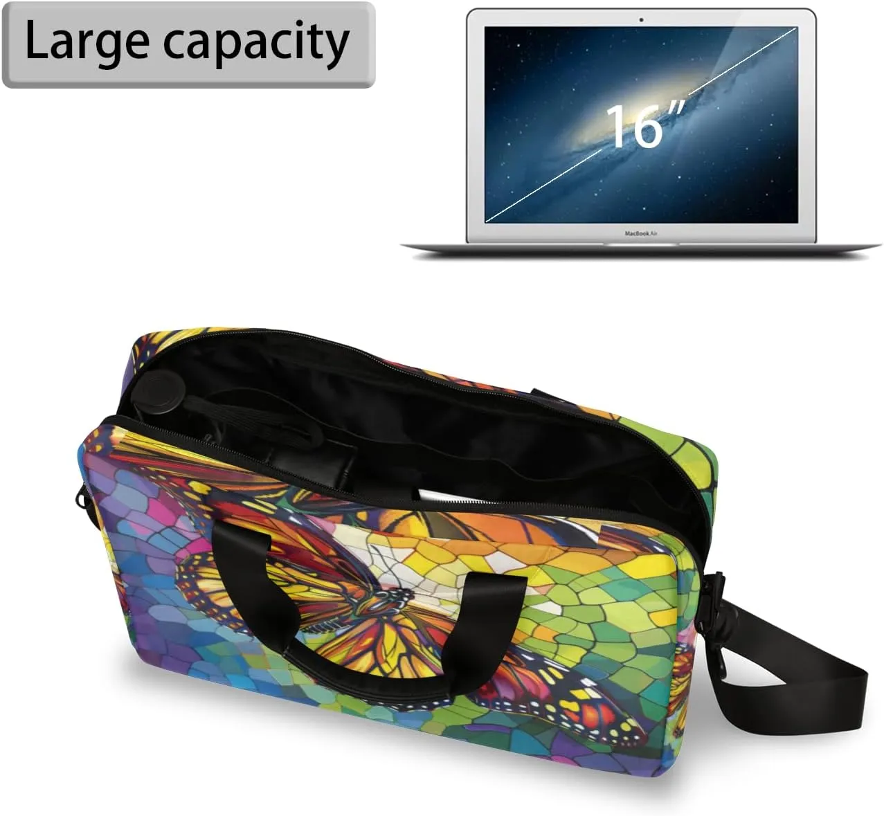 Butterfly Laptop Sleeve Case 14 15 15.6 inch, Butterfly Laptop Briefcase Shoulder Bag Waterproof Travel Computer Cover Carrying Bags