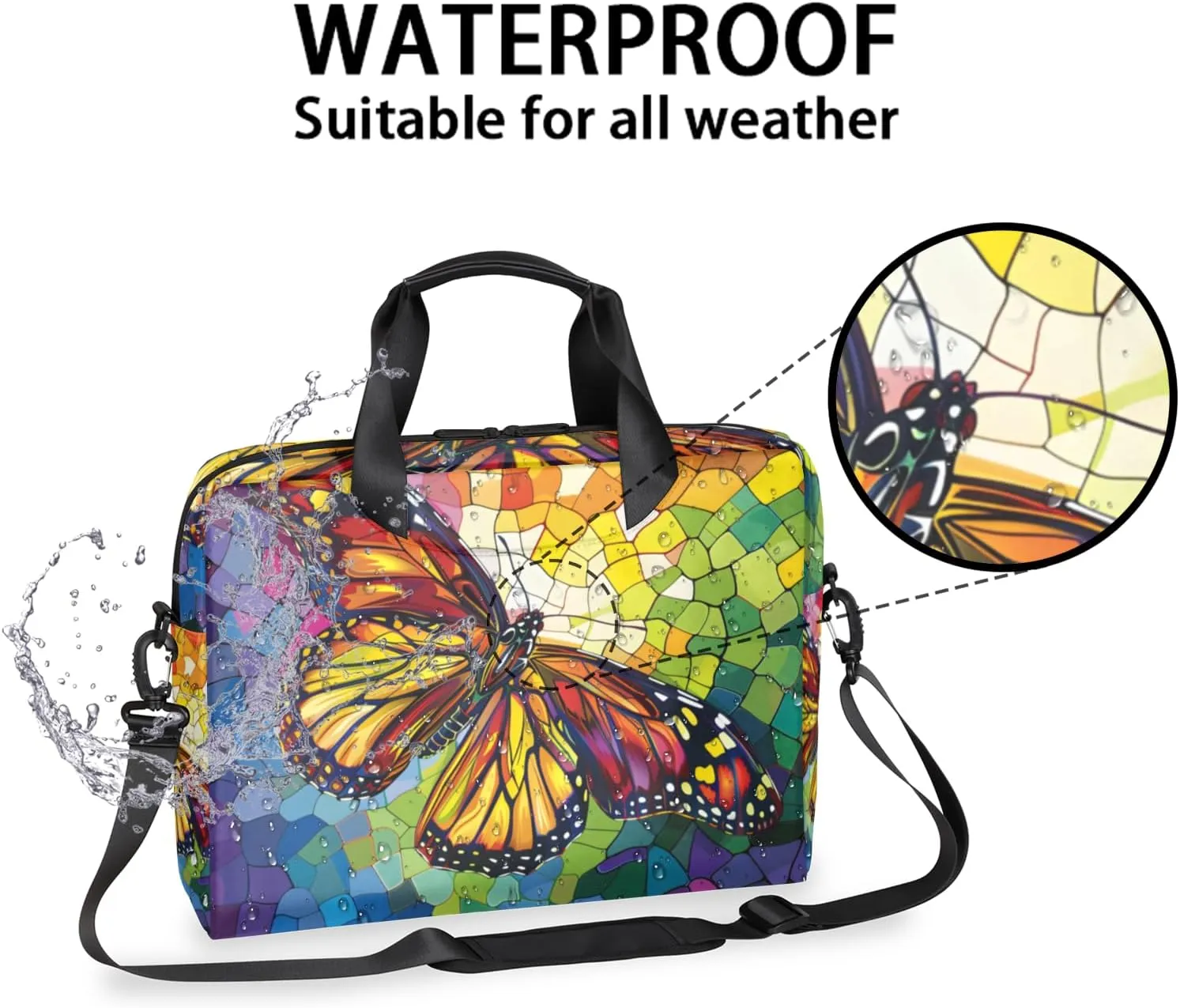 Butterfly Laptop Sleeve Case 14 15 15.6 inch, Butterfly Laptop Briefcase Shoulder Bag Waterproof Travel Computer Cover Carrying Bags