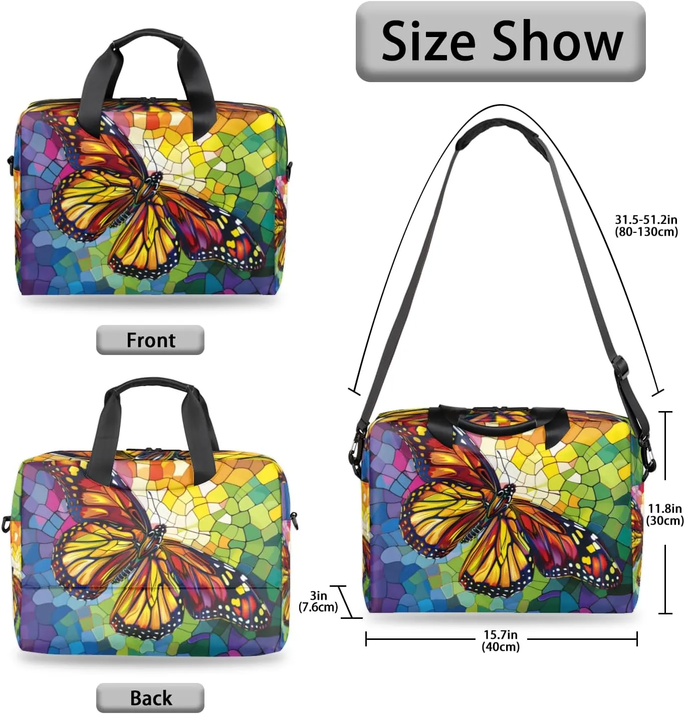 Butterfly Laptop Sleeve Case 14 15 15.6 inch, Butterfly Laptop Briefcase Shoulder Bag Waterproof Travel Computer Cover Carrying Bags
