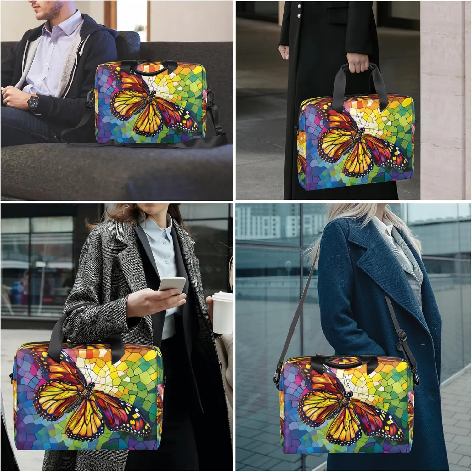 Butterfly Laptop Sleeve Case 14 15 15.6 inch, Butterfly Laptop Briefcase Shoulder Bag Waterproof Travel Computer Cover Carrying Bags