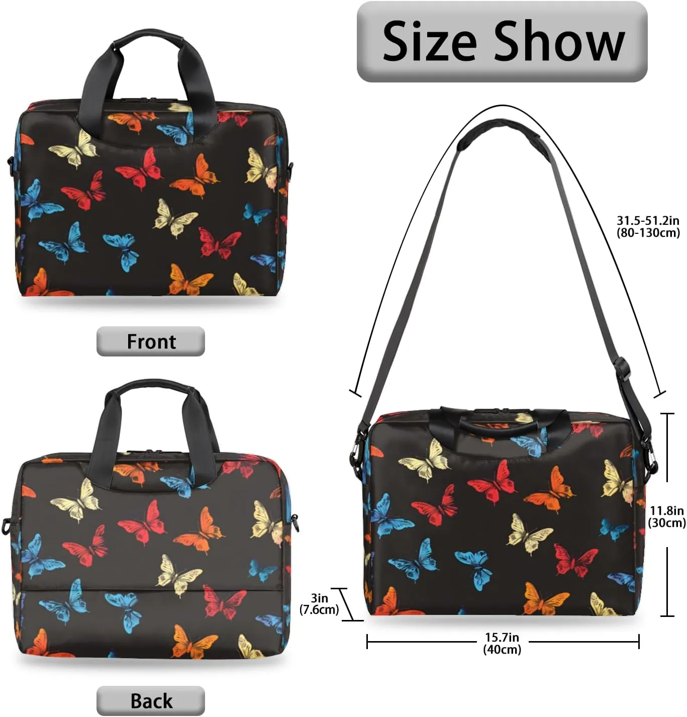 Butterflys Laptop Sleeve Case 14 15 15.6 inch, Butterflys Laptop Briefcase Shoulder Bag Waterproof Travel Computer Cover Carrying Bags