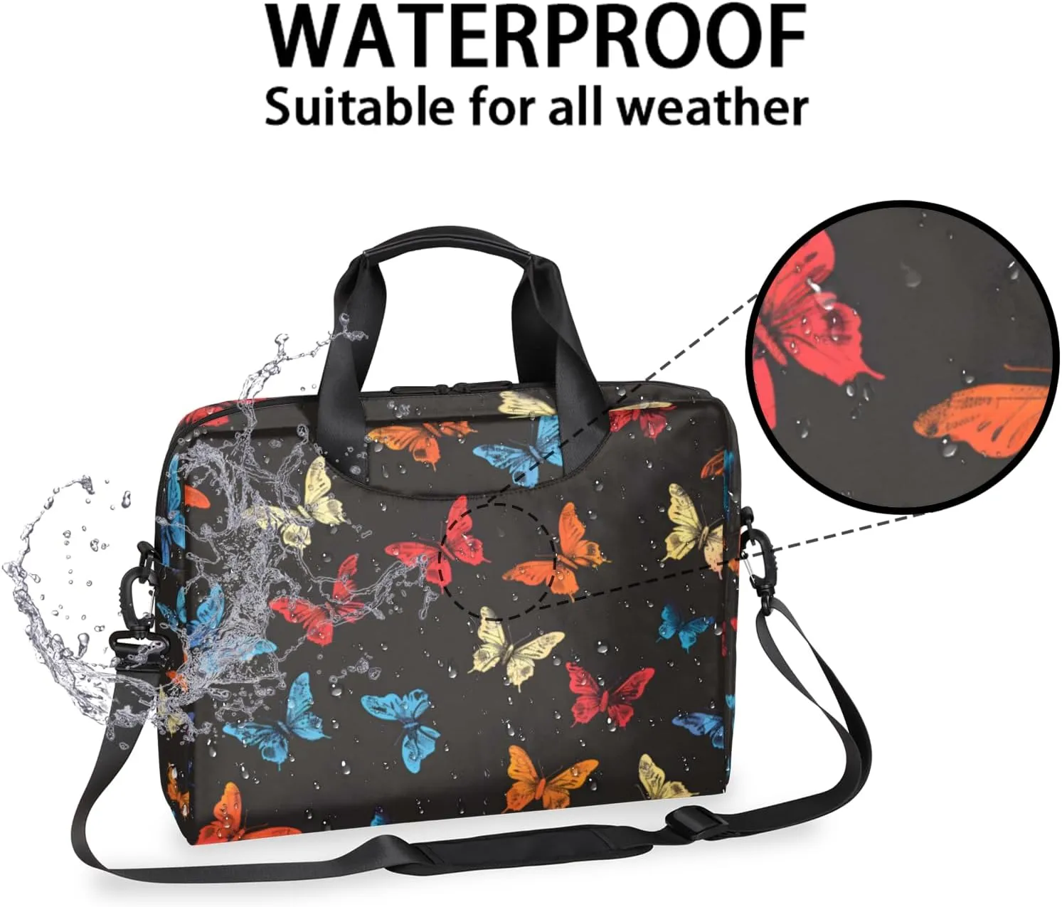 Butterflys Laptop Sleeve Case 14 15 15.6 inch, Butterflys Laptop Briefcase Shoulder Bag Waterproof Travel Computer Cover Carrying Bags