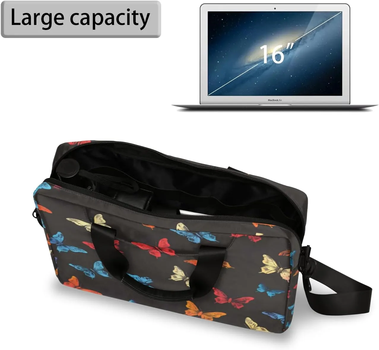 Butterflys Laptop Sleeve Case 14 15 15.6 inch, Butterflys Laptop Briefcase Shoulder Bag Waterproof Travel Computer Cover Carrying Bags