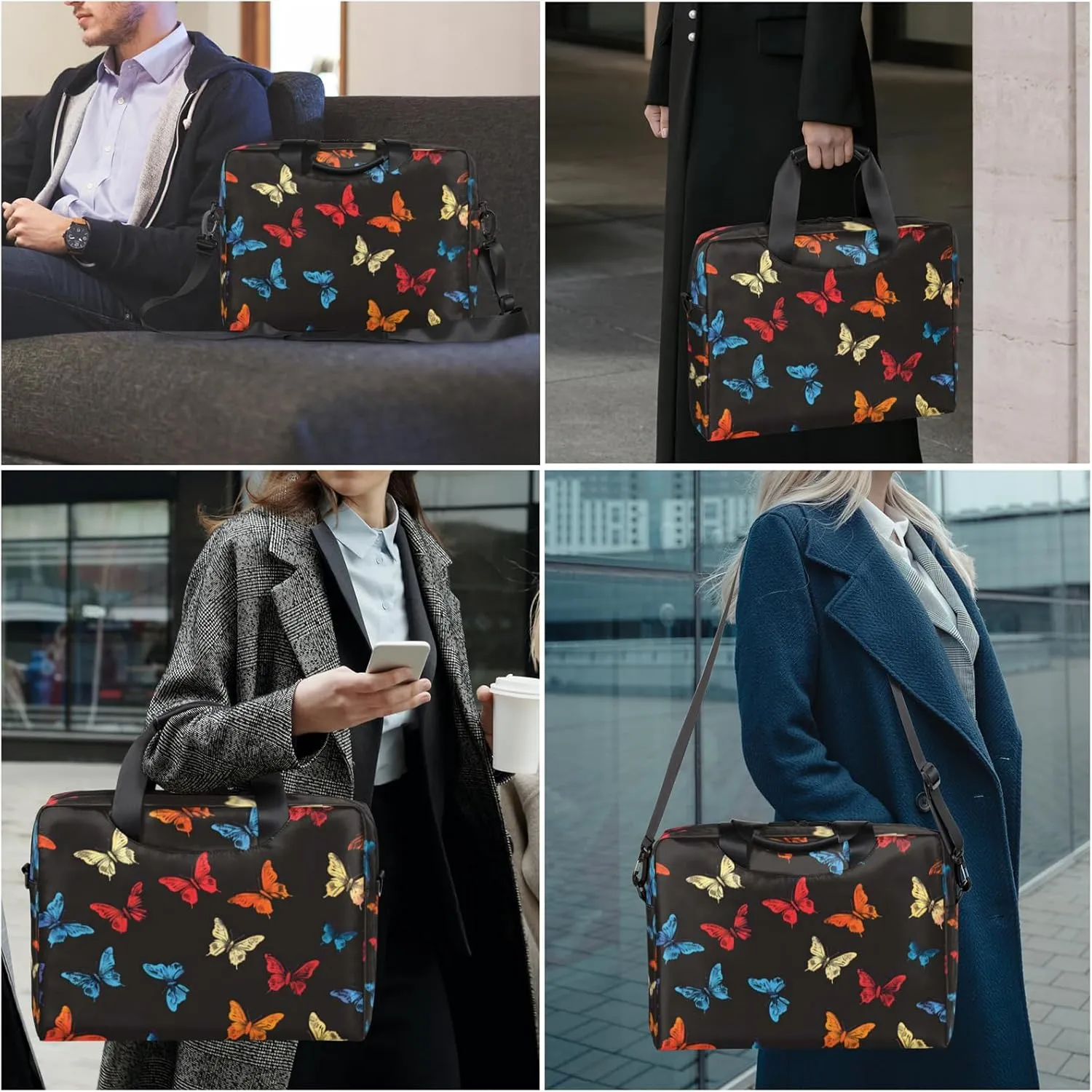 Butterflys Laptop Sleeve Case 14 15 15.6 inch, Butterflys Laptop Briefcase Shoulder Bag Waterproof Travel Computer Cover Carrying Bags