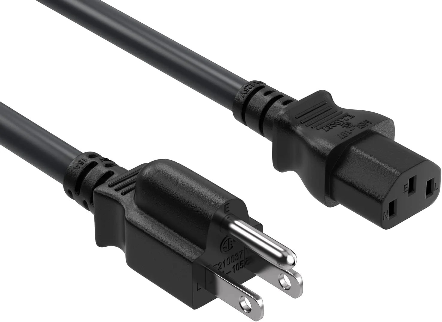 CableLeader 6ft 14 AWG Universal Power Cord IEC320 C13 to NEMA 5-15P, Extension Power Cord, Compatible with Computers, Monitors, Printers & TVs, Black, Pack of 1