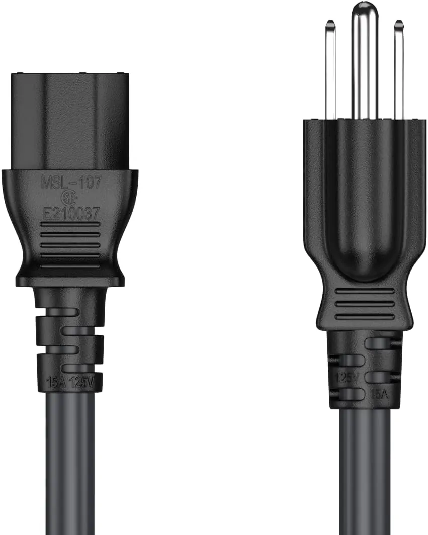 CableLeader 6ft 14 AWG Universal Power Cord IEC320 C13 to NEMA 5-15P, Extension Power Cord, Compatible with Computers, Monitors, Printers & TVs, Black, Pack of 1