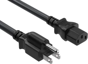 CableLeader 6ft 14 AWG Universal Power Cord IEC320 C13 to NEMA 5-15P, Extension Power Cord, Compatible with Computers, Monitors, Printers & TVs, Black, Pack of 1