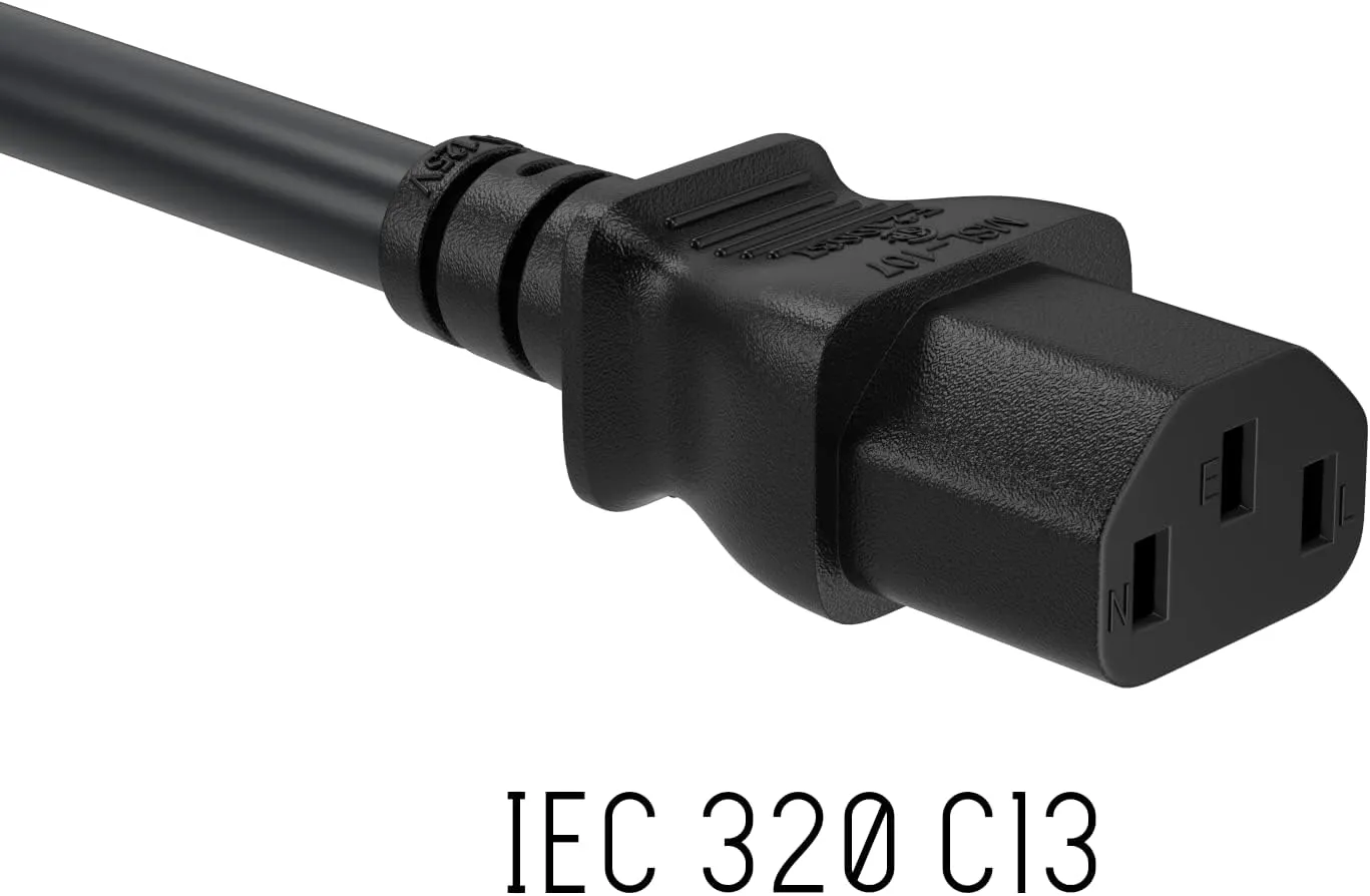 CableLeader 6ft 14 AWG Universal Power Cord IEC320 C13 to NEMA 5-15P, Extension Power Cord, Compatible with Computers, Monitors, Printers & TVs, Black, Pack of 1