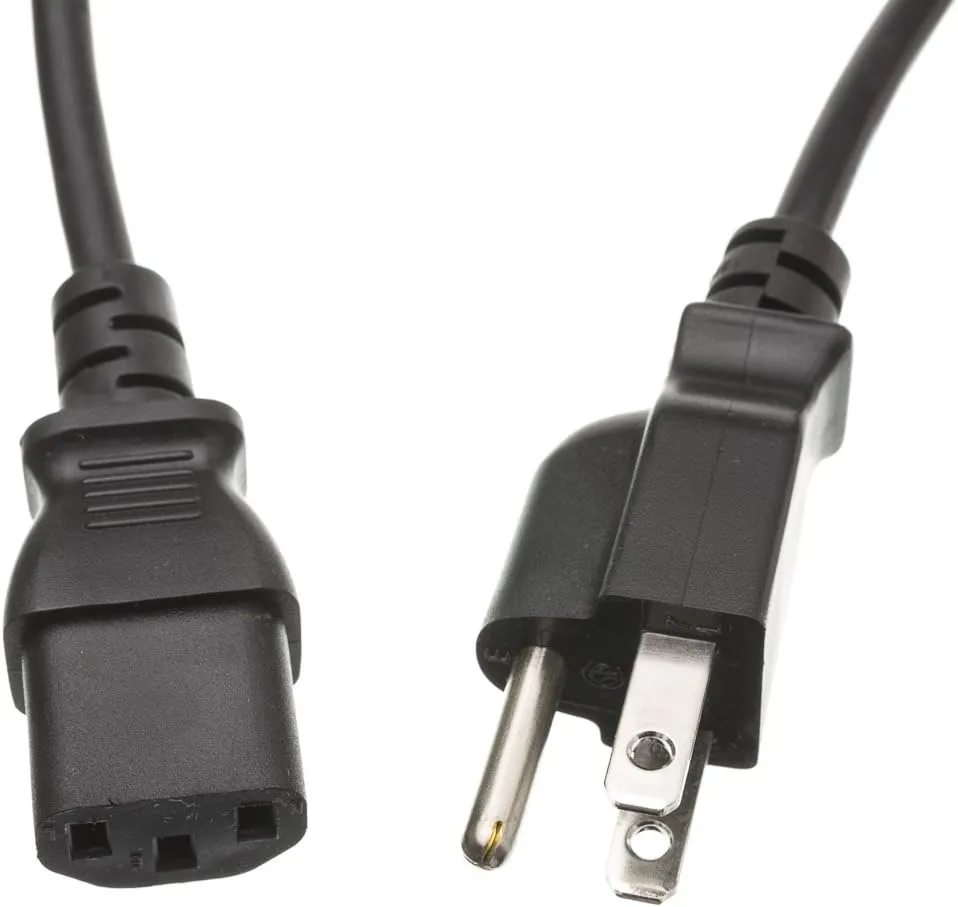 CableWholesale 6 feet Computer/Monitor Power Cord, C13 Female to NEMA 5-15P Male Plug, 3 Pin, 18 AWG, SVT, 10 Amp, C13 to Nema 5-15P Power Cable for PC/Monitor, Black