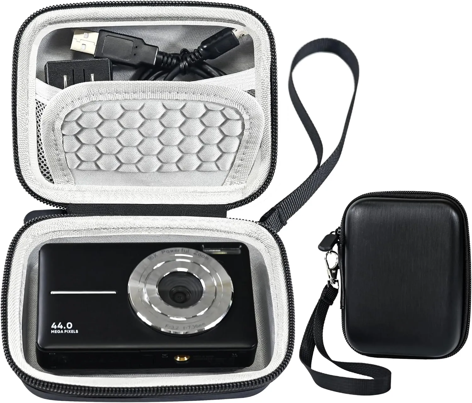 Camera Carrying Case for KODAK PIXPRO FZ55 /FZ45 16MP Digital Camera, For CAMKORY Digital Point and Shoot camera,Vlogging Camera Storage Holder Trave Bag,Hard Shell Camera Case,Black
