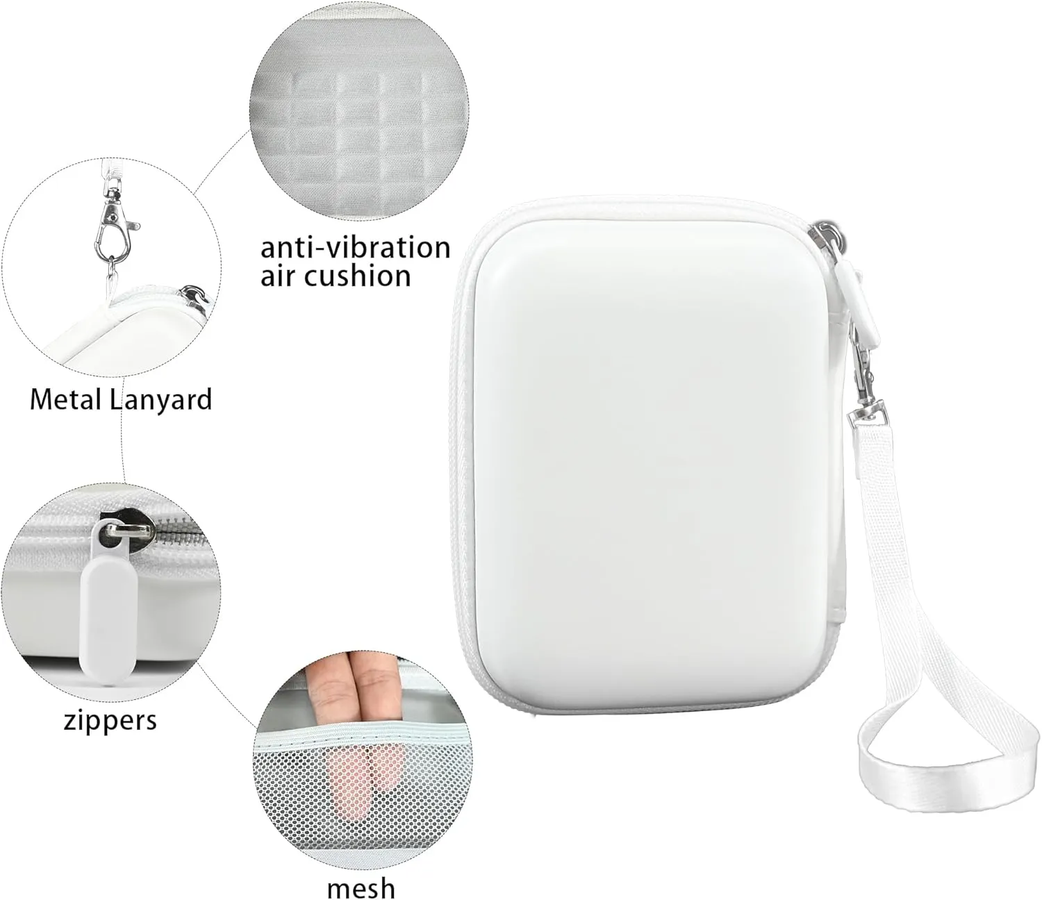 Camera Carrying Case for KODAK PIXPRO FZ55 /FZ45 16MP Digital Camera, For CAMKORY Digital Point and Shoot camera,Vlogging Camera Storage Holder Trave Bag,Hard Shell Camera Case,White