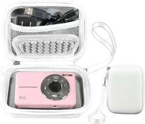 Camera Carrying Case for KODAK PIXPRO FZ55 /FZ45 16MP Digital Camera, For CAMKORY Digital Point and Shoot camera,Vlogging Camera Storage Holder Trave Bag,Hard Shell Camera Case,White