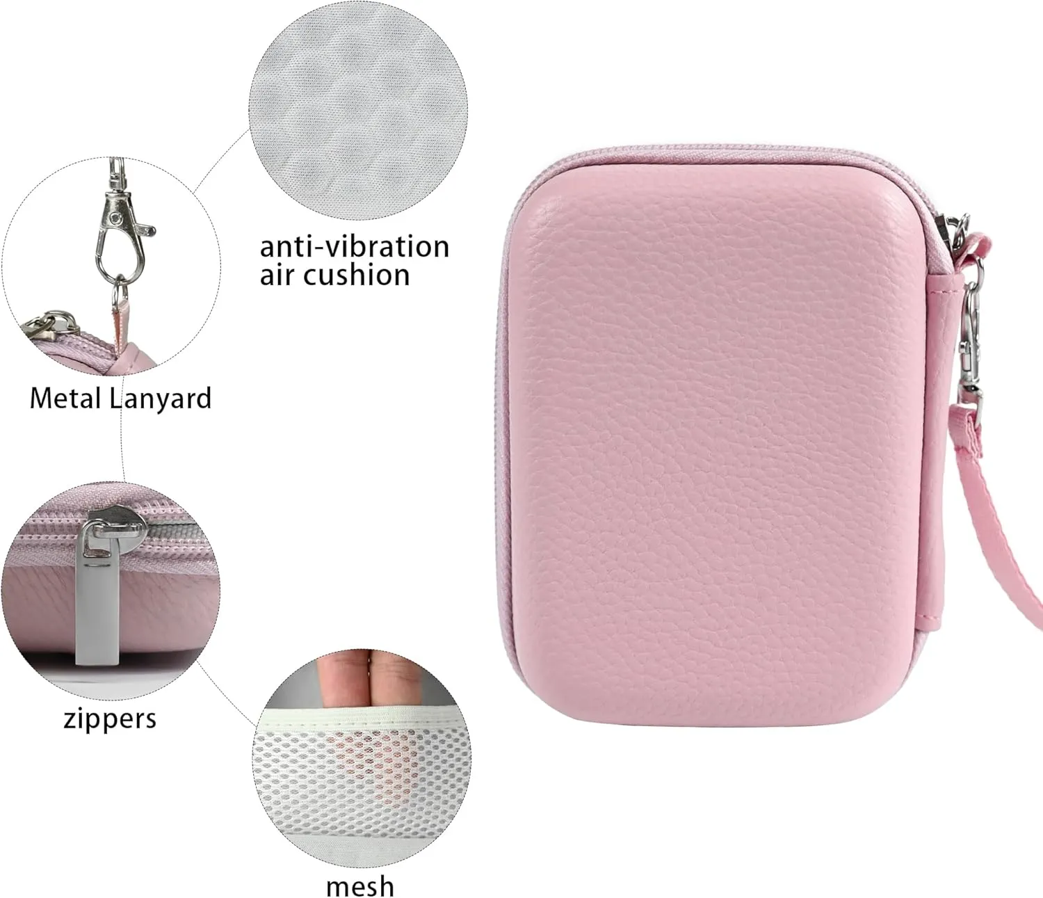 Camera Carrying Case For KODAK PIXPRO FZ55 / FZ53 / FZ45 / FZ43 16MP Digital Camera,Vlogging Camera Storage Holder Trave Bag,Hard Shell Camera Case,Mesh Bag Fits Batteries, Memory Card, Pink