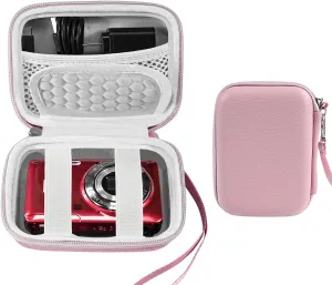 Camera Carrying Case For KODAK PIXPRO FZ55 / FZ53 / FZ45 / FZ43 16MP Digital Camera,Vlogging Camera Storage Holder Trave Bag,Hard Shell Camera Case,Mesh Bag Fits Batteries, Memory Card, Pink