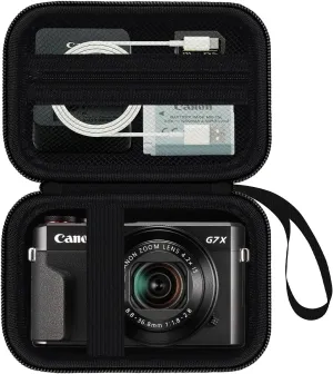 Camera Case for Canon PowerShot G7 X Mark II/ G7X Mark III/ G9 X Mark II Digital Camera, 4K Vlogging Camera Protective Cover Hard Travel Storage Bag, Mesh Pocket fits Cable, Batteries, Black