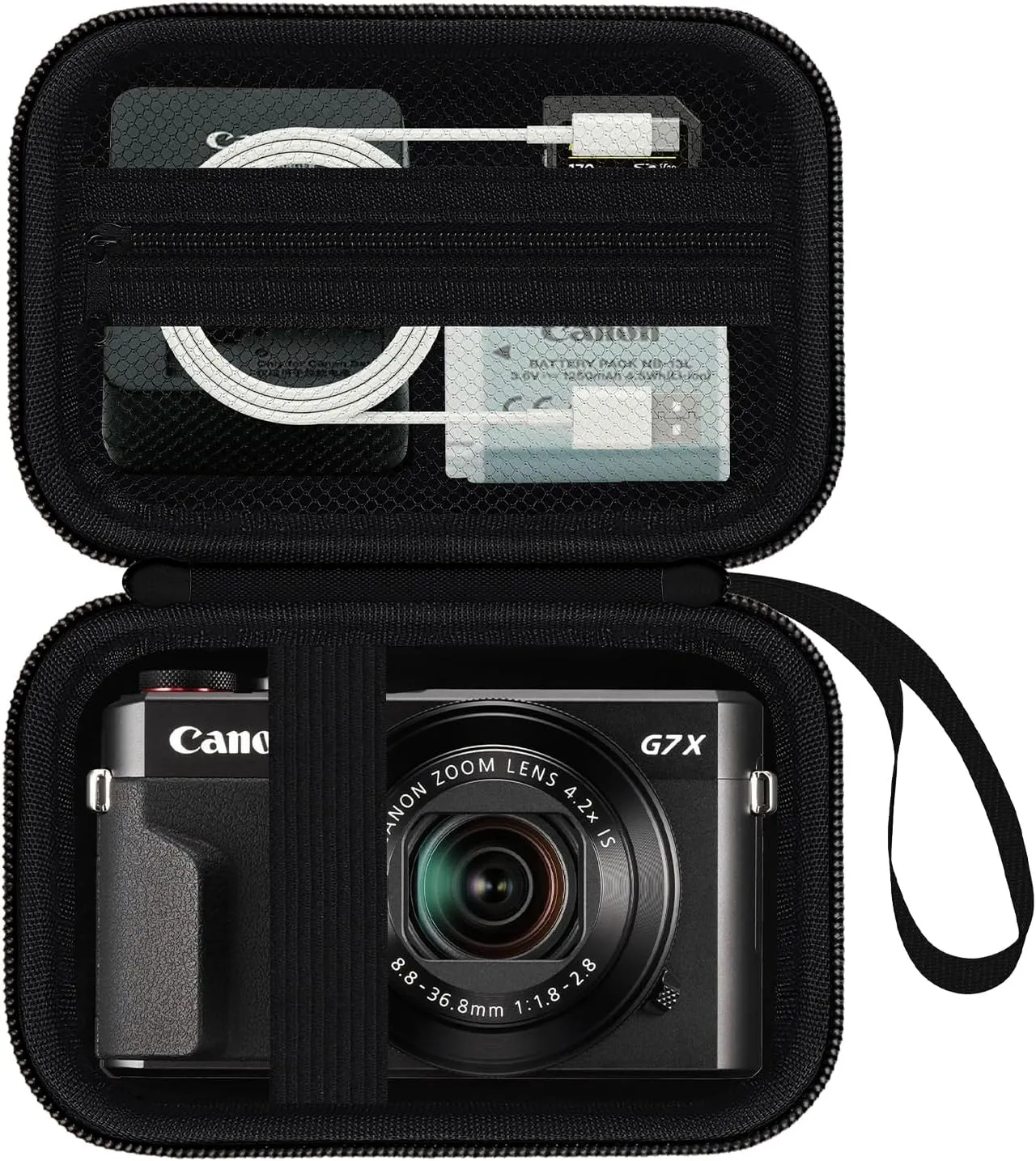 Camera Case for Canon PowerShot G7 X Mark II/ G7X Mark III/ G9 X Mark II Digital Camera, 4K Vlogging Camera Protective Cover Hard Travel Storage Bag, Mesh Pocket fits Cable, Batteries, Black