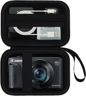 Camera Case for Canon PowerShot SX740/ SX730/ SX720/ SX620/ G7 X Mark II III Digital Camera, Camera Protective Box Hard Travel Storage Bag, Mesh Pocket fits Cable, Batteries, SD Card, Black
