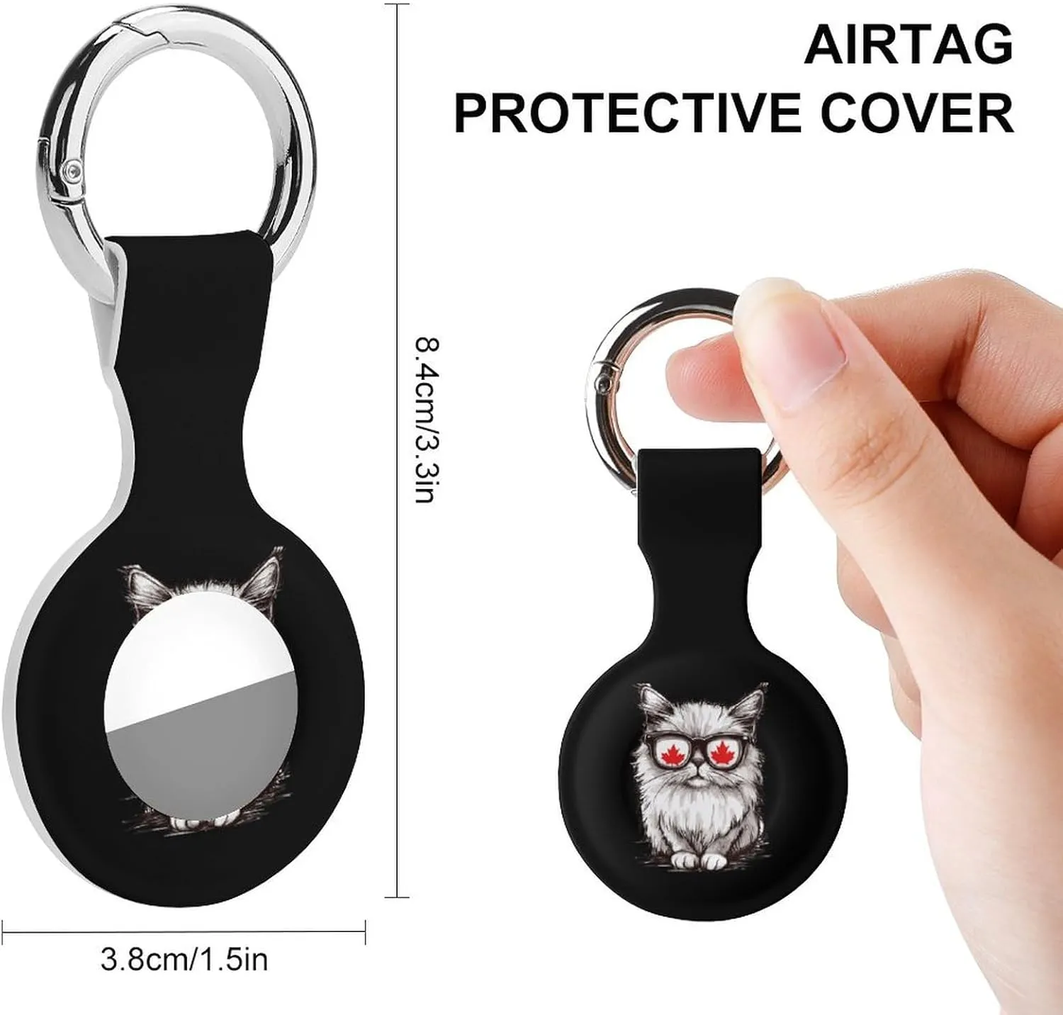 Canada Flag Canadian Cat Eyeglass Protective Case Compatible for Airtag Shockproof Case Cover with Keychain 2PCS