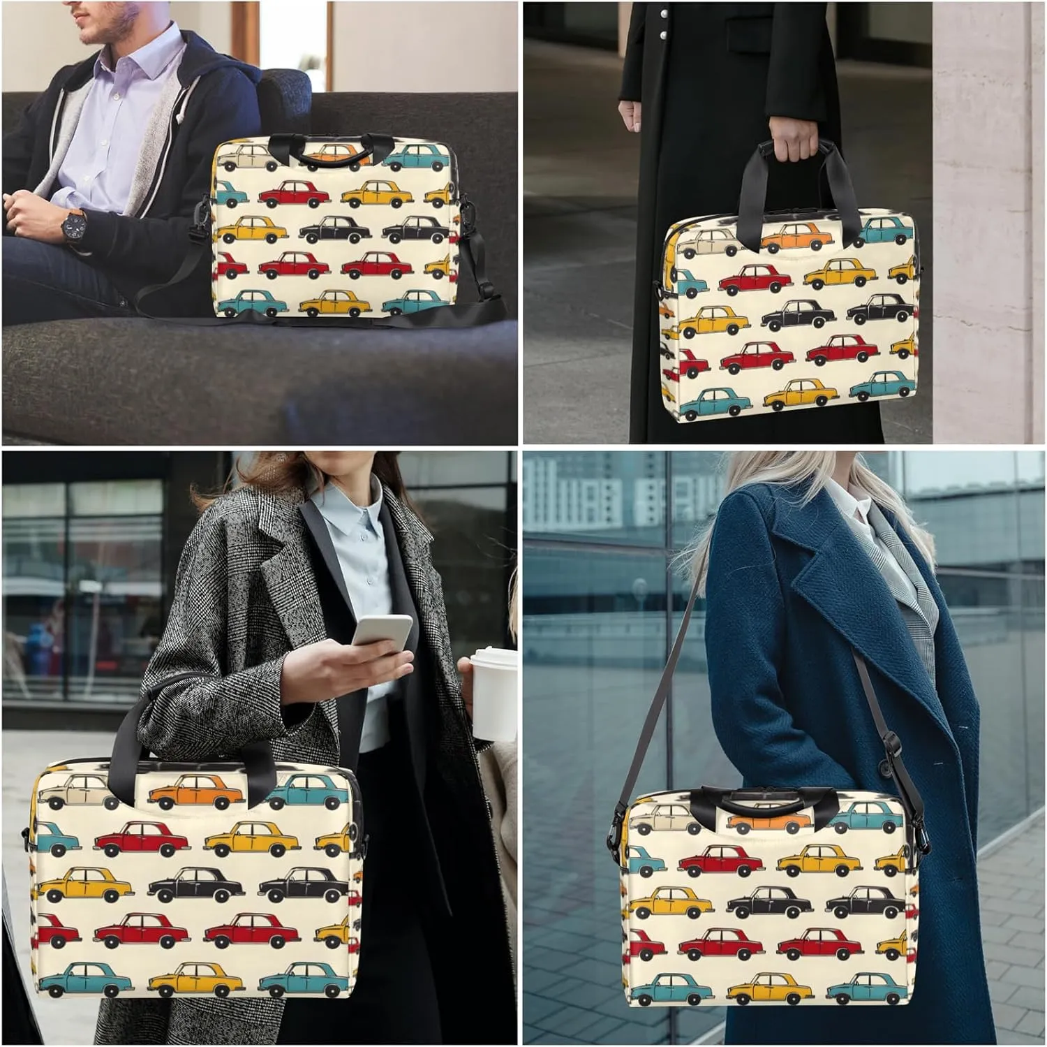 Cars Laptop Sleeve Case 14 15 15.6 inch, Cars Laptop Briefcase Shoulder Bag Waterproof Travel Computer Cover Carrying Bags