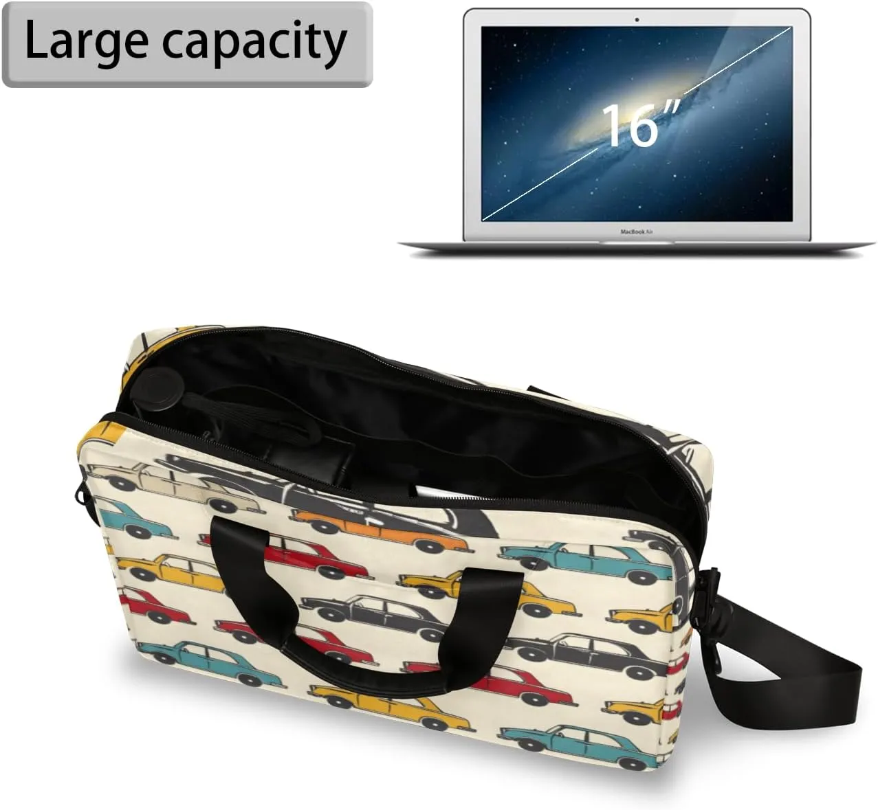 Cars Laptop Sleeve Case 14 15 15.6 inch, Cars Laptop Briefcase Shoulder Bag Waterproof Travel Computer Cover Carrying Bags