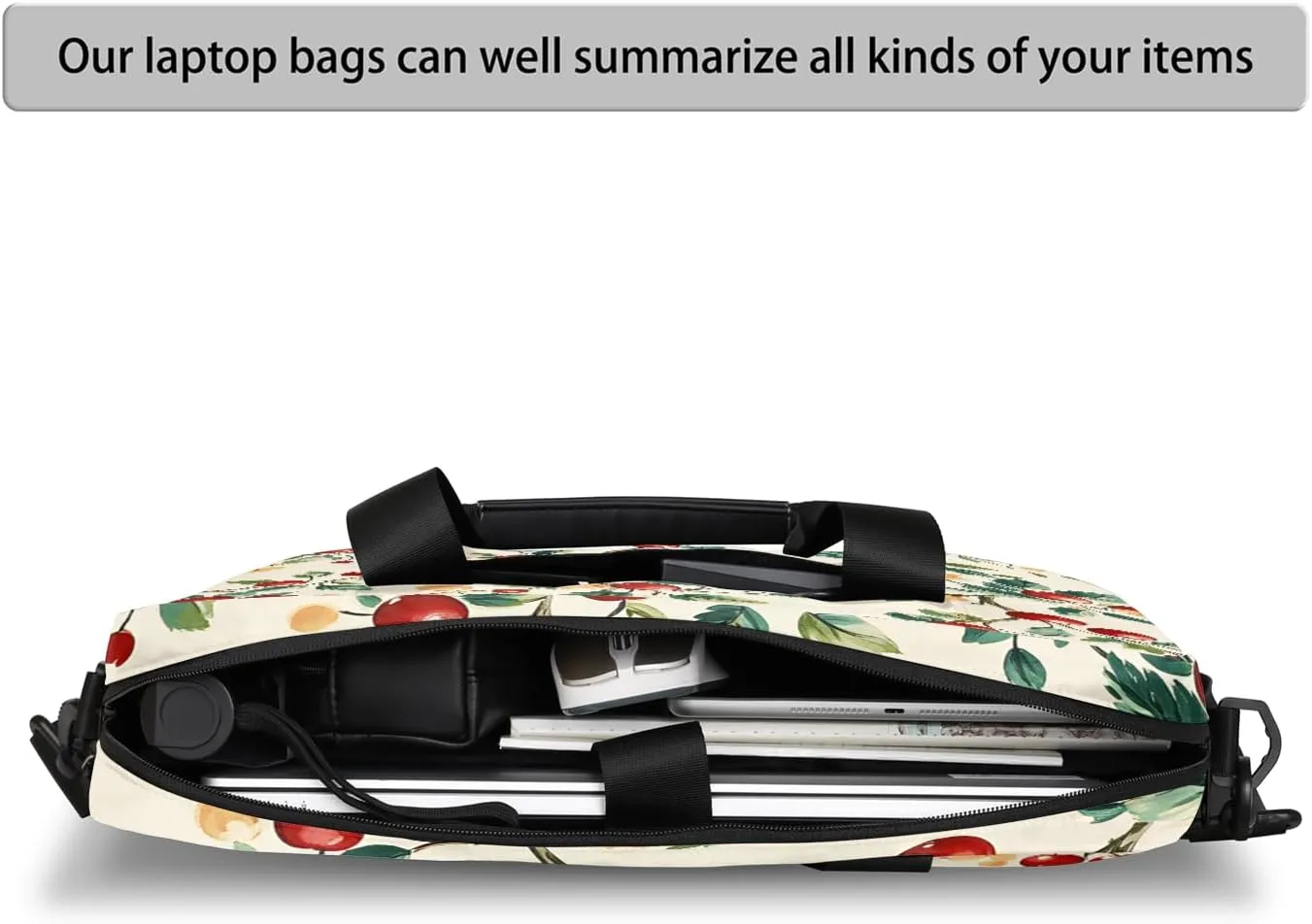 Cherry Laptop Bag for 14 15 15.6 Inch, Waterproof Laptop Sleeve Case Computer Cover Carrying Bag Travel Work Briefcase Shoulder Bags