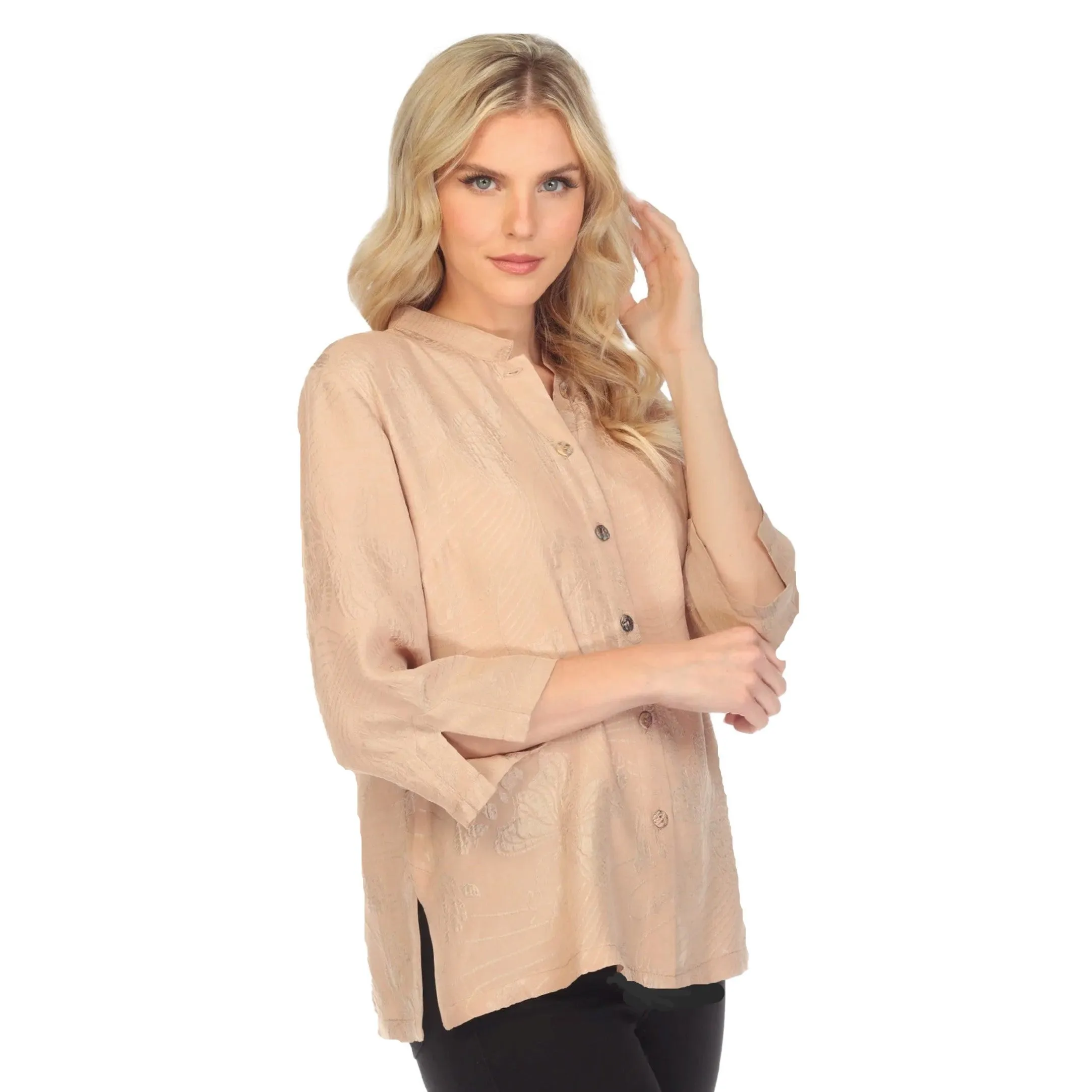 Citron Solid Caramel Silk Blend Blouse - 1213SSC