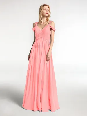 Cold Shoulder Empire Waist Max Dress with Slit Flamingo