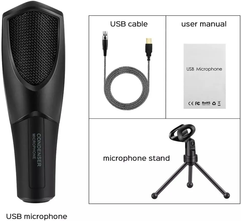 Condenser Recording Microphone with Tripod is Suitable for Computer Studio Microphone Vocal Game Streaming