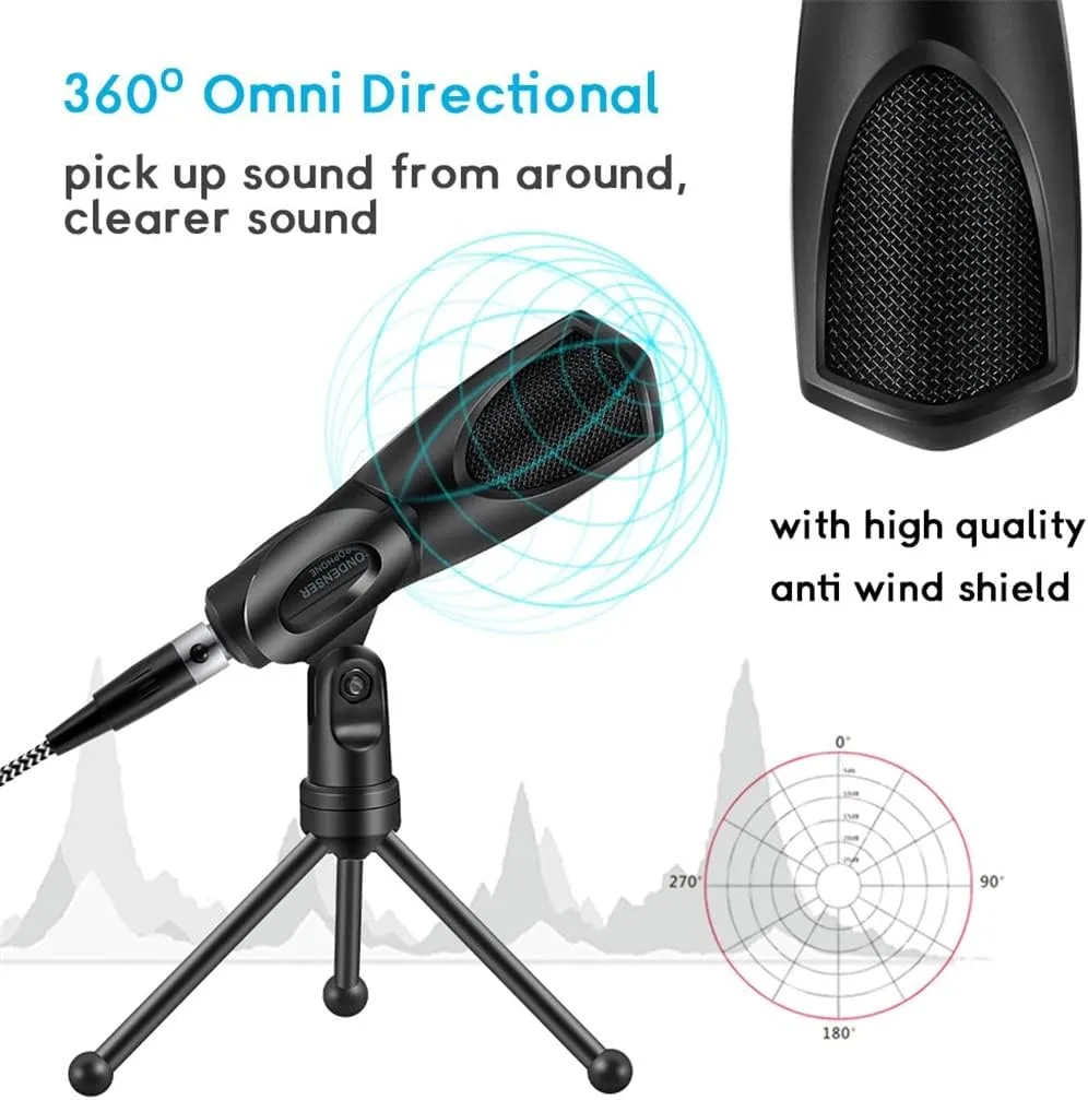 Condenser Recording Microphone with Tripod is Suitable for Computer Studio Microphone Vocal Game Streaming