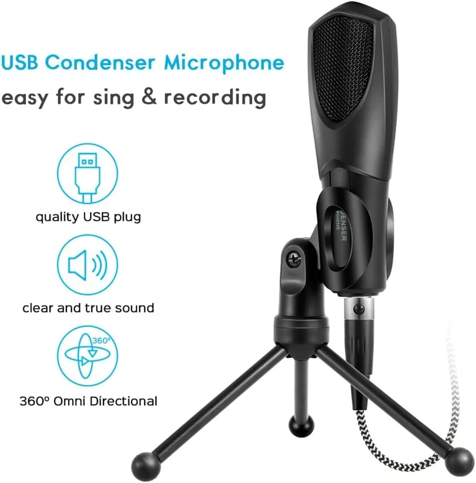 Condenser Recording Microphone with Tripod is Suitable for Computer Studio Microphone Vocal Game Streaming