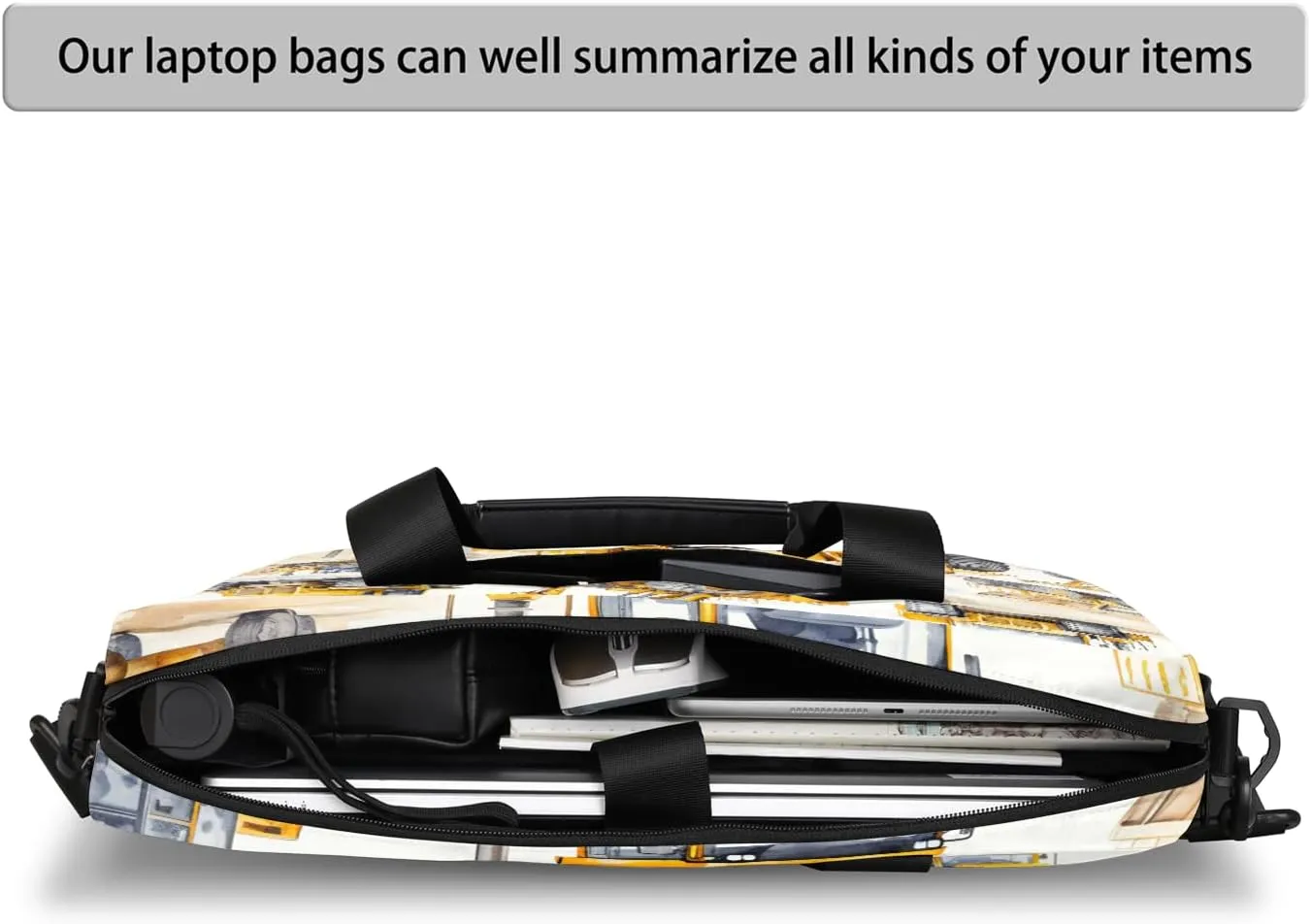 Construction Truck Excavator Laptop Bag 15.6 Inch Waterproof Laptop Sleeve Case with Shoulder Straps Computer Case Cover Slim Briefcase for Men and Women