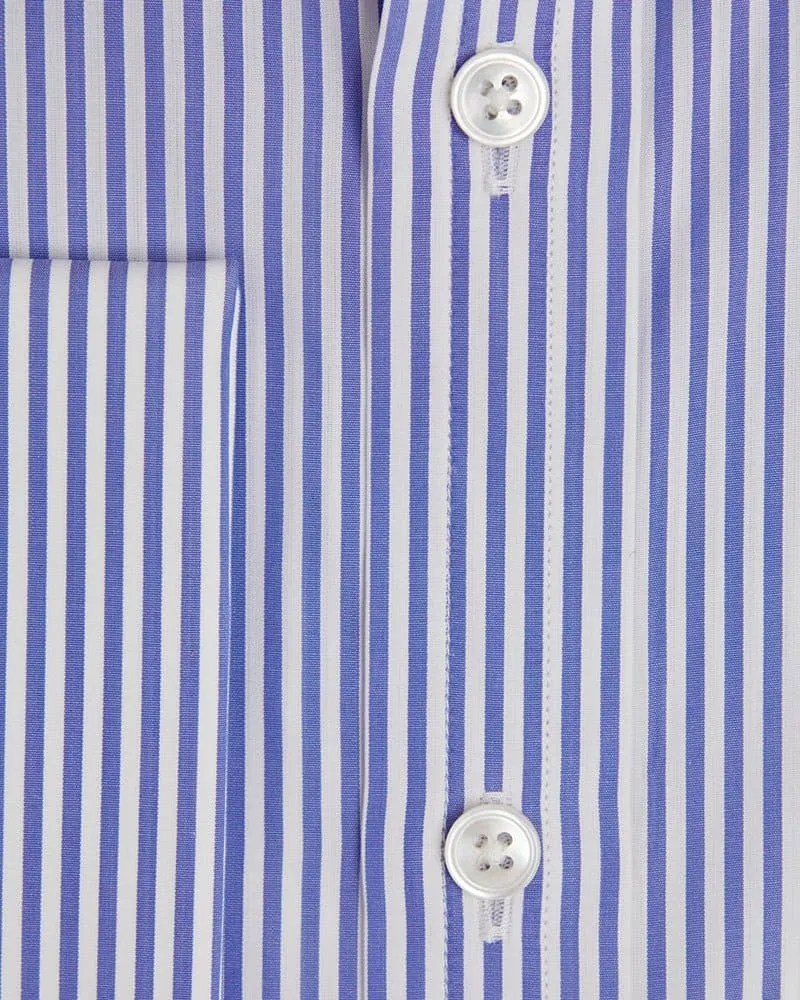 Contemporary Fit, Classic Collar, Double Cuff in Blue & White Medium Bengal