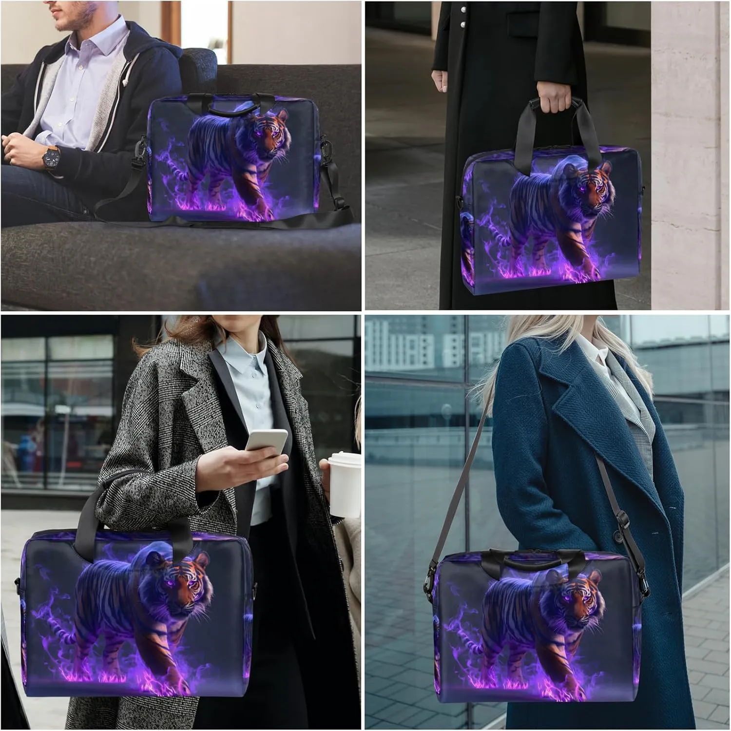 Cool Tiger Laptop Bag 15.6 Inch Waterproof Laptop Sleeve Case with Shoulder Straps Computer Case Cover Slim Briefcase for Men and Women