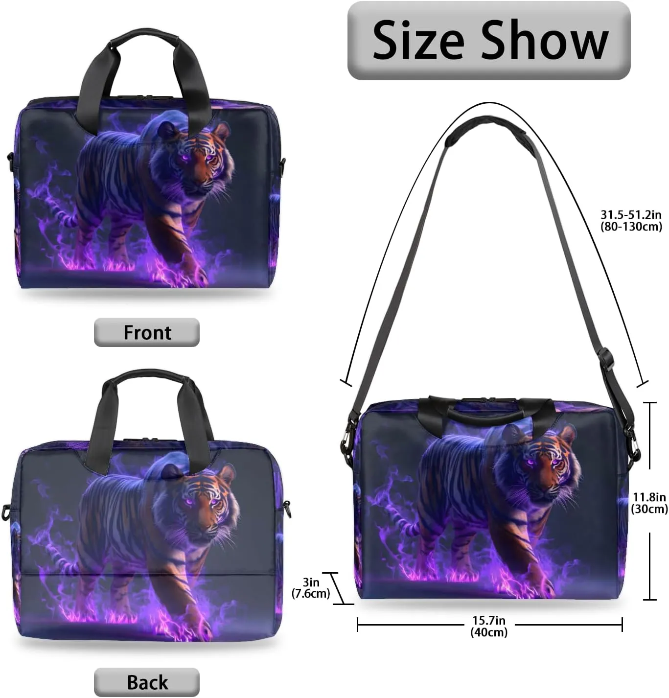 Cool Tiger Laptop Bag 15.6 Inch Waterproof Laptop Sleeve Case with Shoulder Straps Computer Case Cover Slim Briefcase for Men and Women