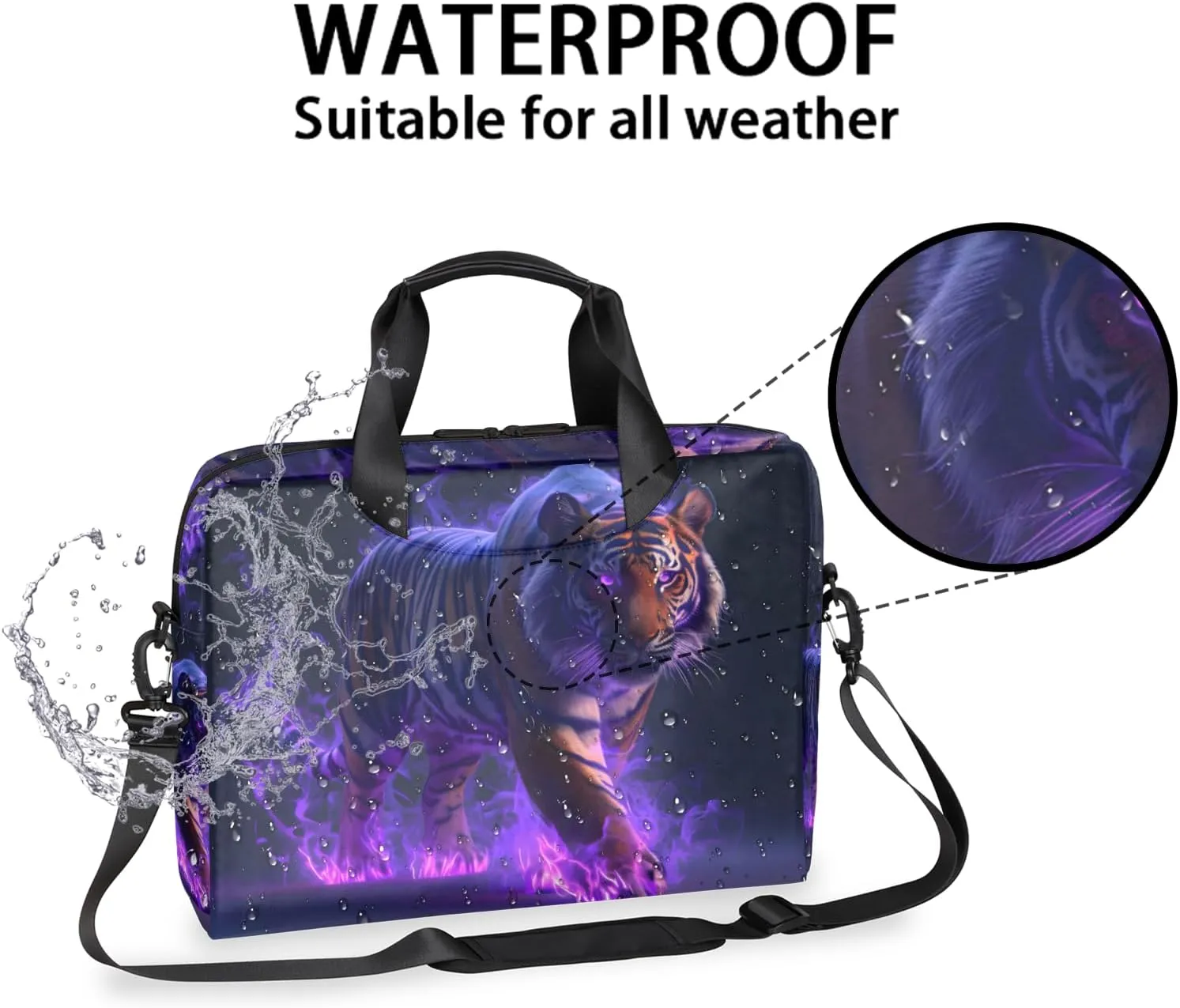 Cool Tiger Laptop Bag 15.6 Inch Waterproof Laptop Sleeve Case with Shoulder Straps Computer Case Cover Slim Briefcase for Men and Women