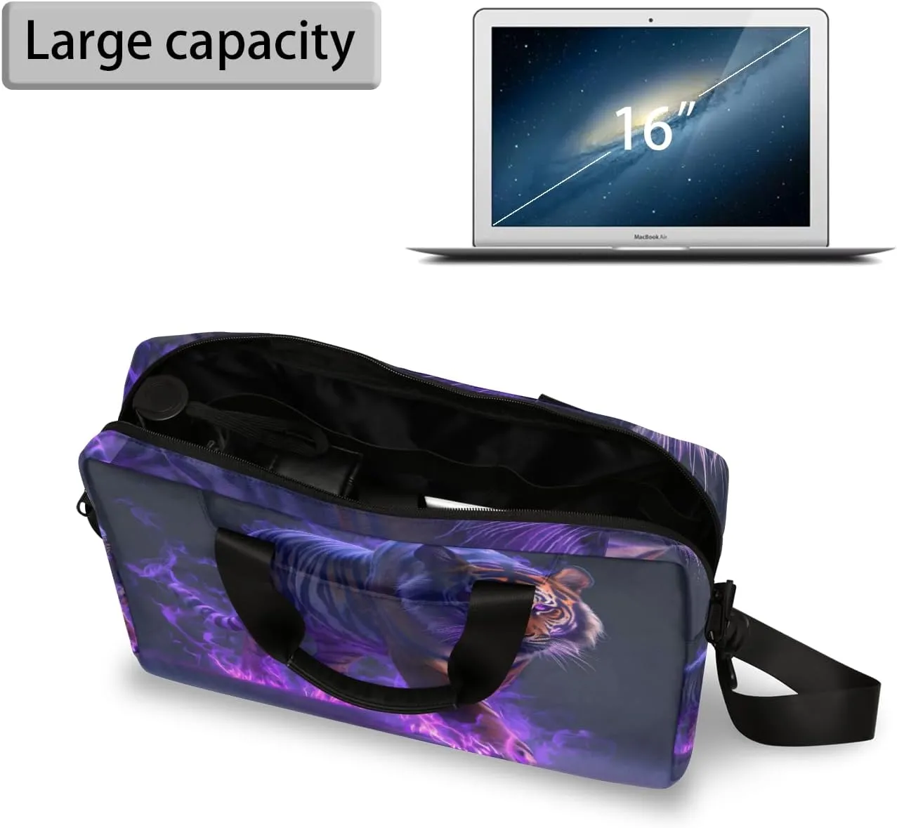 Cool Tiger Laptop Bag 15.6 Inch Waterproof Laptop Sleeve Case with Shoulder Straps Computer Case Cover Slim Briefcase for Men and Women