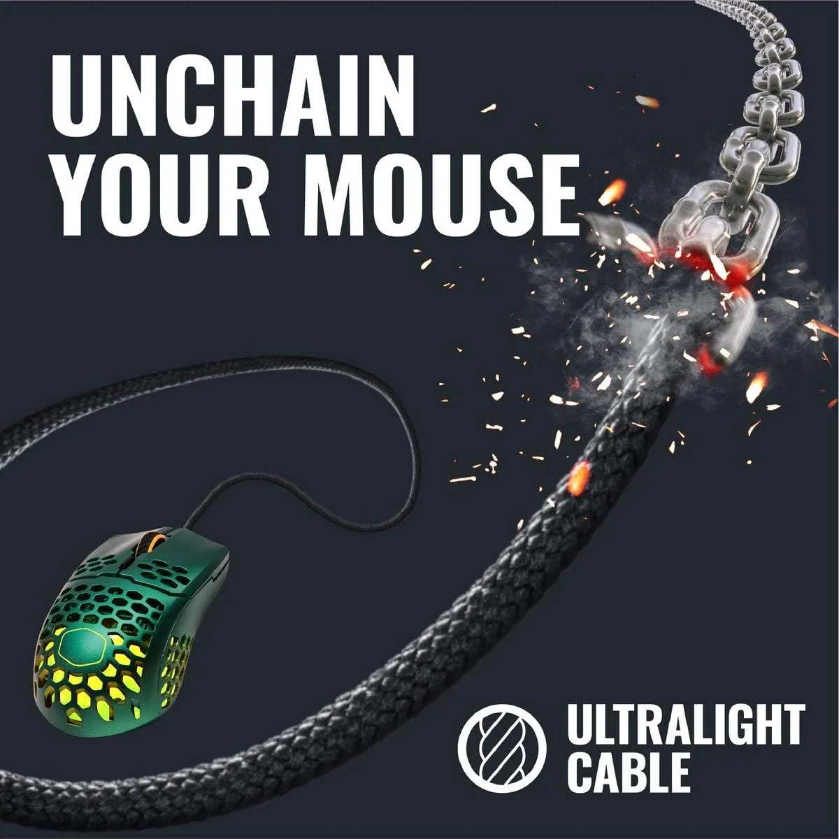 Cooler Master MM711 Wilderness Limited Edition Gaming Mouse with Lightweight Honeycomb Shell, Ultraweave Cable, 16000 DPI Optical Sensor, and RGB Accents