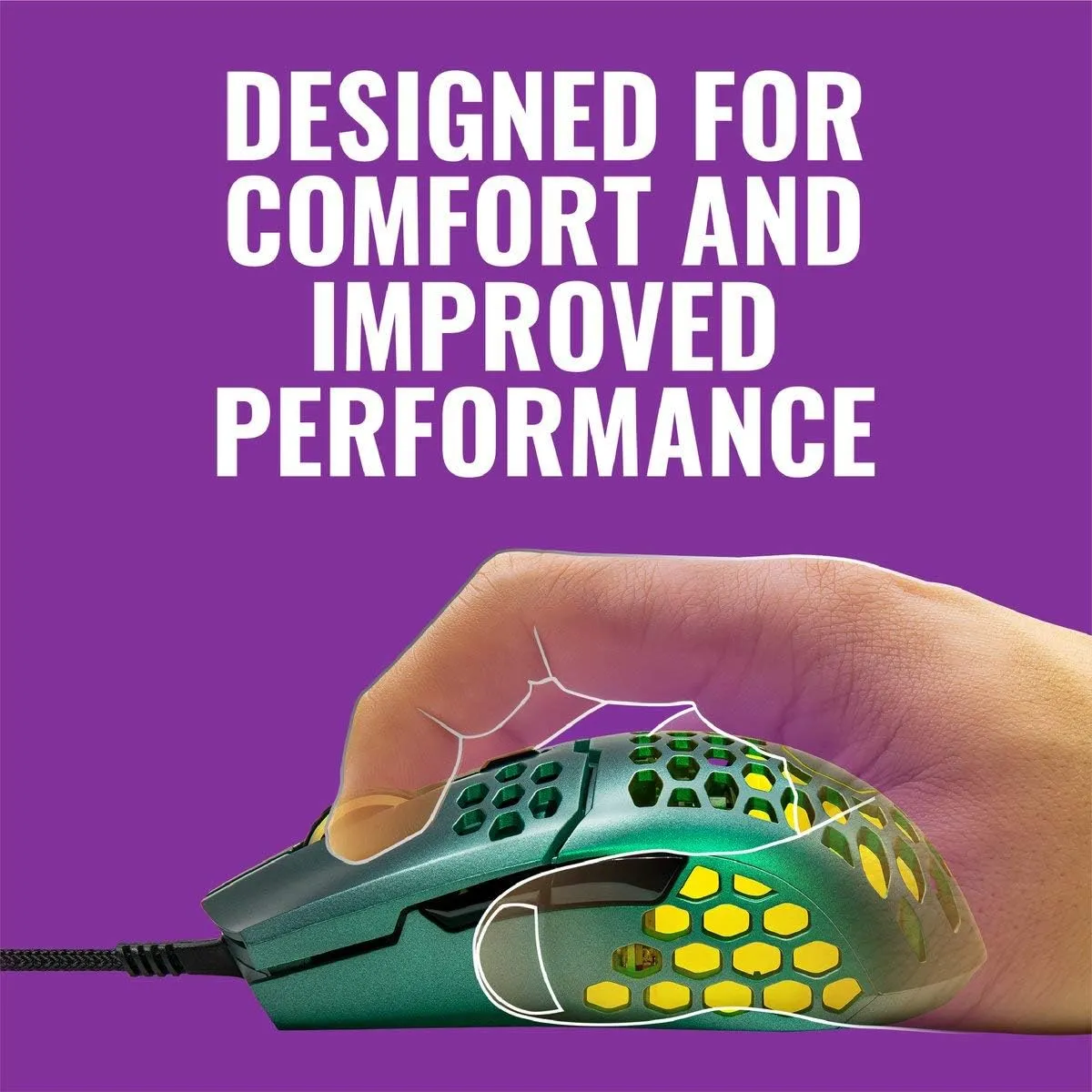 Cooler Master MM711 Wilderness Limited Edition Gaming Mouse with Lightweight Honeycomb Shell, Ultraweave Cable, 16000 DPI Optical Sensor, and RGB Accents