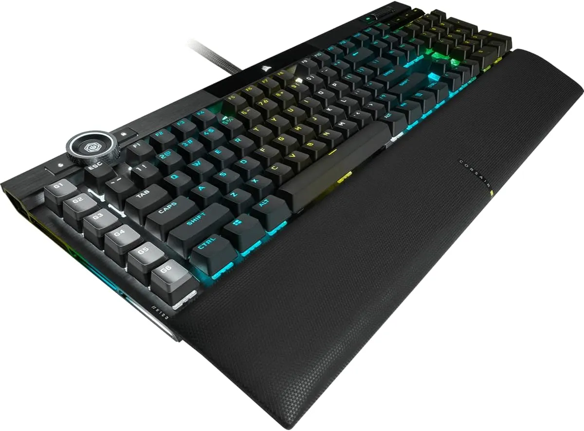 CORSAIR K100 RGB Mechanical Gaming Keyboard - CHERRY MX SPEED RGB Silver Keyswitches - PBT Double-Shot Keycaps - Elgato Stream Deck and iCUE Compatible - QWERTY NA Layout - Black